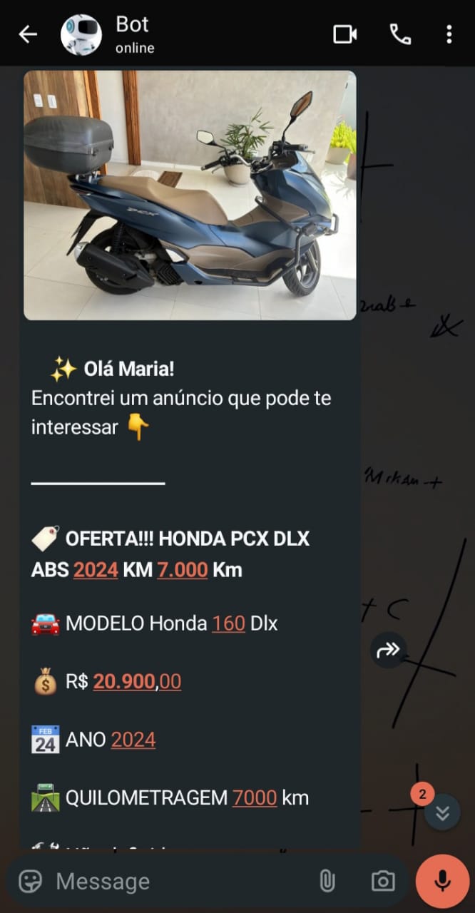 Exemplo de mensagem com anúncio no WhatsApp