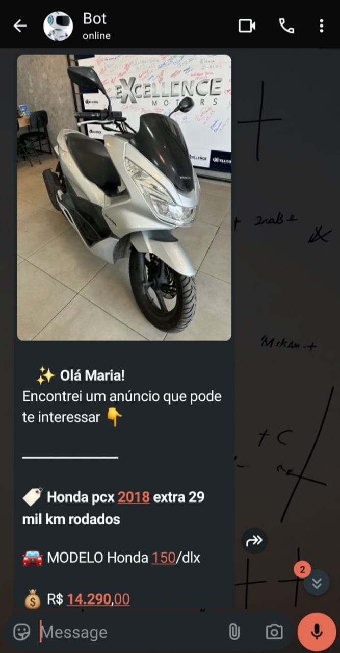 Exemplo de mensagem com anúncio no WhatsApp