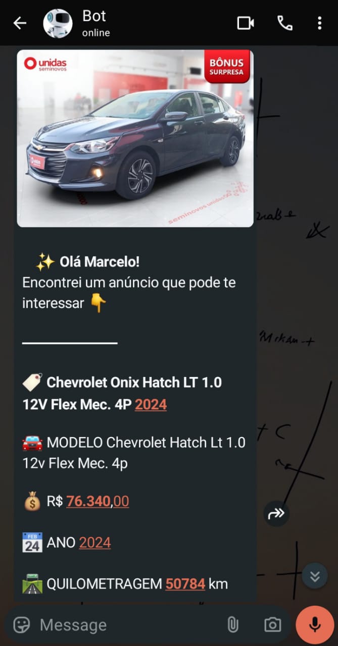 Exemplo de mensagem com anúncio no WhatsApp
