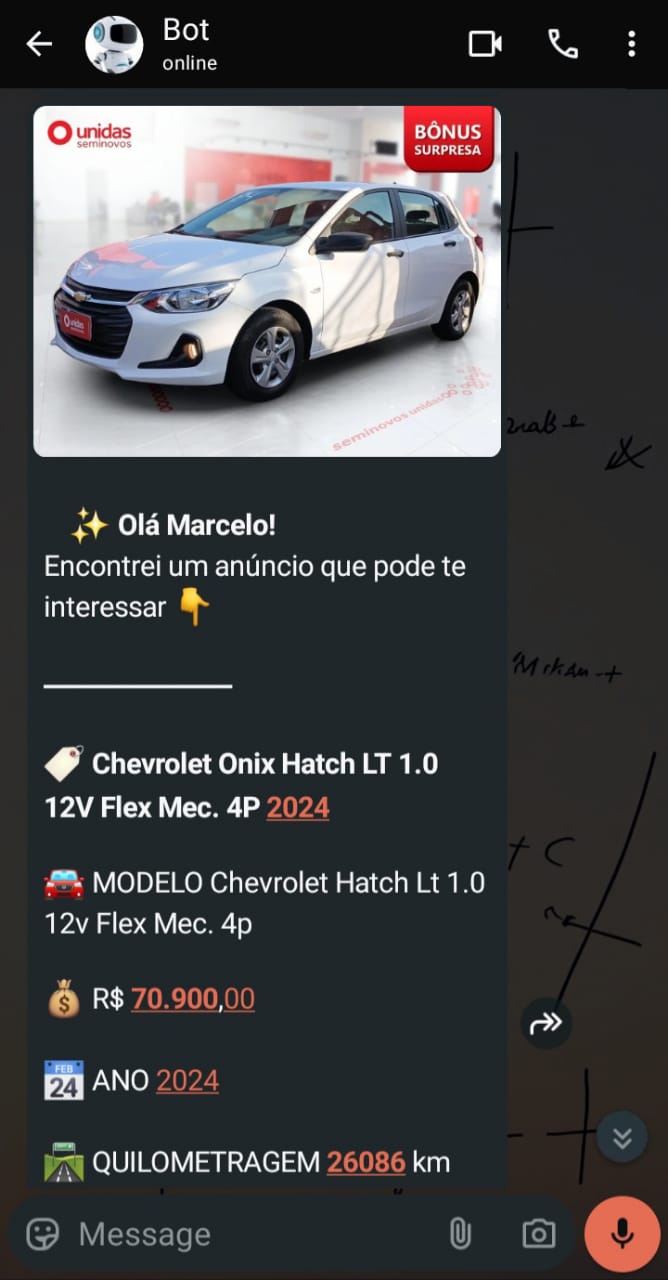 Exemplo de mensagem com anúncio no WhatsApp