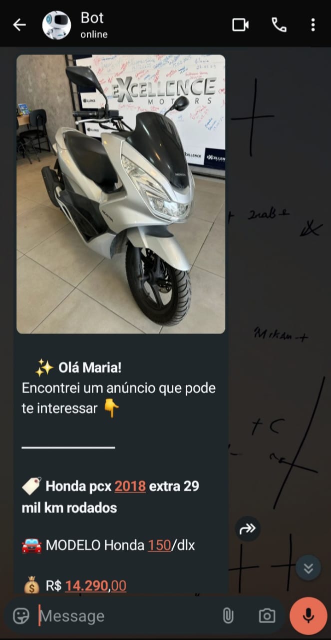 Exemplo de mensagem com anúncio no WhatsApp